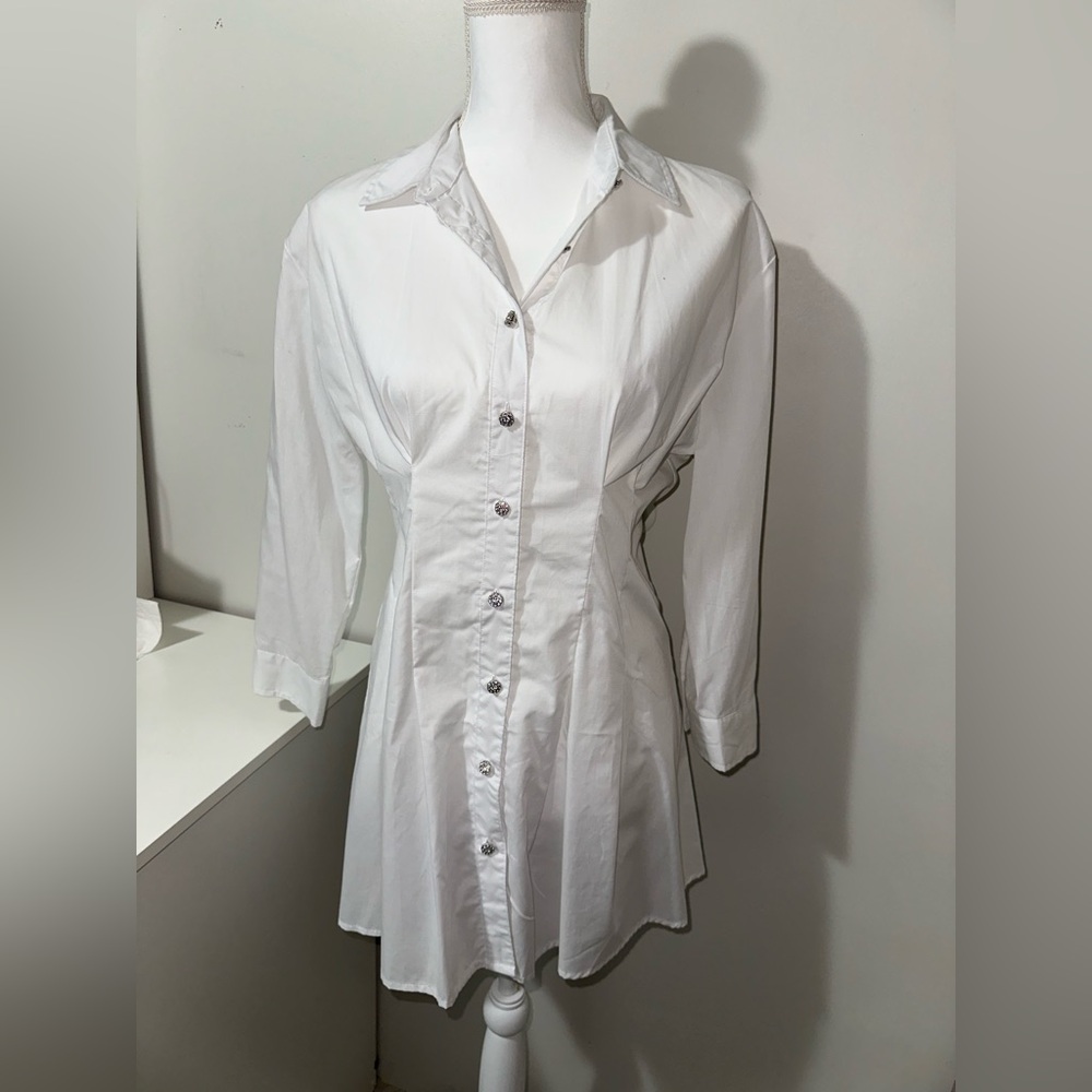 White button up dress